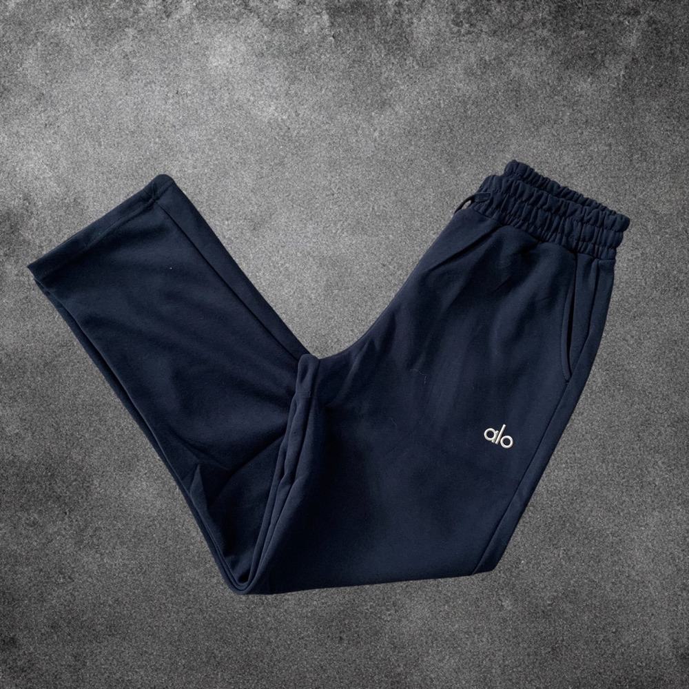Alo Yoga Hoodie and Open Leg Sweatpants Set Navy Blue Large Tracksuit Loungewear - Picture 5 of 9